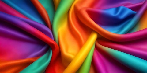 Aufkleber - A vibrant fabric with a rainbow gradient pattern, featuring a mix of red, orange, yellow, green, blue, and purple hues