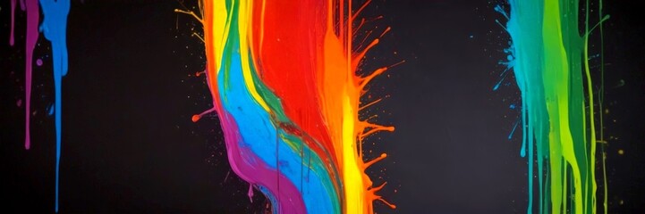 Aufkleber - a vibrant abstract painting with bold, colorful brushstrokes against a dark background