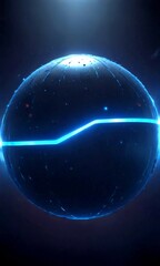 Leinwandbilder - a futuristic sphere with a glowing blue line running through it, set against a dark background