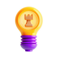 Poster - A vibrant and playful light bulb featuring a chess rook symbol in the center, showcasing creativity in design and a fun approach to illumination.