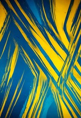 Poster - a striking abstract pattern with intersecting diagonal lines in blue and yellow, creating a sense of dynamic movement and energy