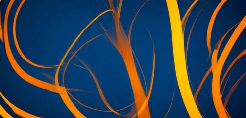 Poster - a close-up view of abstract orange and blue lines, creating a dynamic and visually striking composition