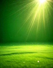Poster - A radiant sun shines down on a lush, verdant field, casting a warm glow and creating a sense of tranquility and serenity