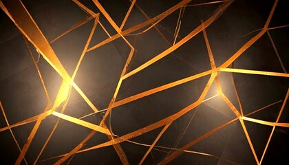 Poster - a dark background with a complex pattern of intersecting golden lines, creating a sense of depth and dimension