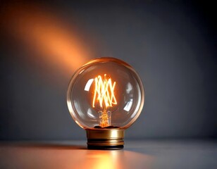 Poster - A single light bulb, encased in a glass globe, radiates a warm glow against a dark background