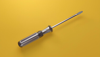 3D illustration of a yellow crosshead screwdrivers hand tool isolated on a monocrome background. 3D render and illustration of repair and installation tool