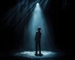 © Bussakon - Solitary Performer Facing Stage Fright Under Dramatic Spotlight