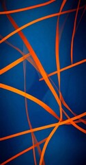 Leinwandbilder - a striking abstract composition of intersecting orange and blue lines, creating a dynamic and visually captivating pattern