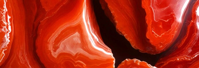 Poster - a close-up view red marble surface with a distinct pattern of swirls and curves, creating a sense of movement and texture