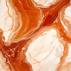 Poster - a close-up view marble surface with a swirling pattern of orange and white hues, creating a sense of movement and depth
