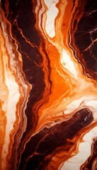 Poster - a close-up view marble surface with a striking pattern of swirling lines and swirls in shades of brown, orange, and white