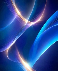 Fototapete - a vibrant abstract composition of blue and purple hues, with a central beam of light and a series of curved lines and swirls extending from it, creating a dynamic and