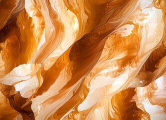 Poster - an abstract representation natural landscape, featuring a swirling pattern of brown, orange, and white colors, resembling the texture of sand or a flowing river
