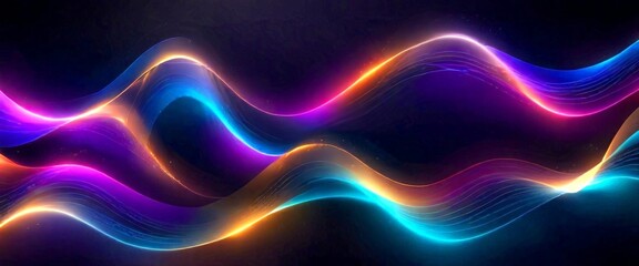 Poster - a vibrant abstract composition of multicolored lines and curves, creating a dynamic and visually str