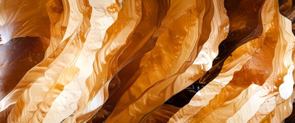 Poster - a close-up view textured surface with a pattern of overlapping lines and swirls in various shades of brown and beige, creating a sense of depth and movement