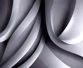 Aufkleber - a striking abstract composition of curved lines and shapes in shades of gray and white, creating a sense of depth and movement