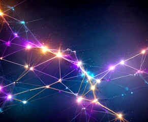 Aufkleber - a digital illustration network of interconnected lines and dots, creating a vibrant and dynamic visual effect The lines and dots are arranged in a