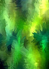 Aufkleber - an abstract representation forest, with a mix of green, brown, and black colors The background is filled with a dense, textured pattern that resembles