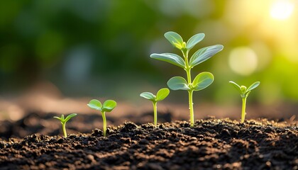 Canvas Print - Emerging plants basking in sunlight, symbolizing growth and renewal in agriculture and sustainable practices.