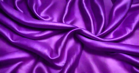 Poster - a close-up view crumpled, shiny purple fabric, with the folds and creases creating a textured and flowing appearance