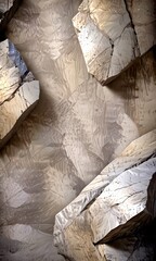 Poster - a close-up view textured, gray rock surface with a pattern of cracks and crevices