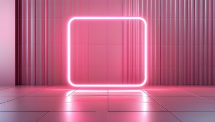 Wall Mural - Vibrant Pink Neon Squares Creating a Dynamic Abstract Background