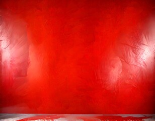 Poster - a red wall with a textured surface, possibly a plaster or paint finish, and a white base
