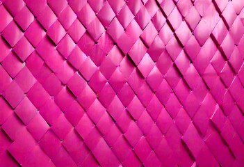 Poster - A close-up view pink woven pattern composed of square tiles arranged in a diagonal grid