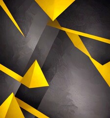 Poster - a striking abstract composition of overlapping triangular shapes in varying shades of yellow and black, creating a dynamic and visually captivating pattern