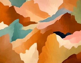 Poster - Abstract Landscape with Mountains and Hills in Pastel Colors