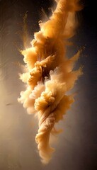 Poster - a swirling, ethereal cloud of light brown and gold particles suspended in mid-air, creating a sense of movement and dynamism
