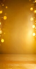 Poster - a golden background with a blurred, bokeh-filled area in the center, and a blurred, sparkling area on the right side