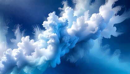 Aufkleber - a dynamic scene of swirling, ethereal clouds in shades of blue and white, creating a sense of movement and depth