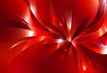 Poster - a vibrant abstract composition of overlapping red and orange shapes, creating a dynamic and visually striking pattern