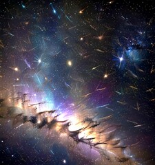 Aufkleber - a captivating view distant galaxy, with a multitude of stars and celestial bodies scattered across the dark expanse of space The galaxy's structure is characterized by