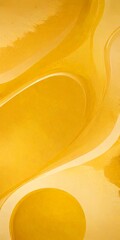 Poster - a vibrant abstract composition of yellow and orange hues, with a central curved shape and a large circular element
