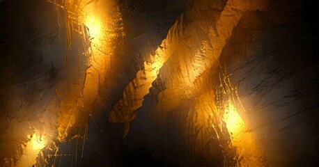 Fototapete - a digital artwork featuring abstract patterns and textures in shades of gold and black, creating a sense of depth and movement