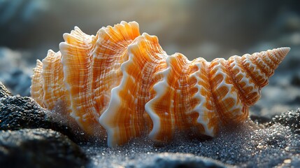 Wall Mural - Seashell On The Beach: A Close-Up View Of Nature's Beauty