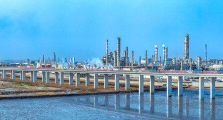 Oil refinery and chemical plant at seaside