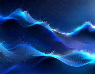 Aufkleber - a digital illustration wave-like pattern with a dark blue background and a subtle gradient of blue and white The wave-like pattern is composed of small, interconnected