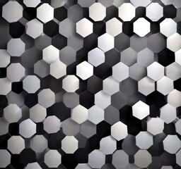 Aufkleber - a repeating pattern of black and white hexagonal shapes, creating a visually striking and geometric design