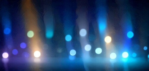 Poster - a dark background with a gradient of blue, purple, and orange lights, creating a visually striking and dynamic scene
