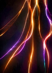 Poster - a dynamic and abstract representation of colorful, glowing lines and streaks against a dark background, creating a sense of movement and energy