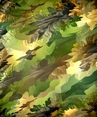 Aufkleber - a digital illustration camouflage pattern, featuring a variety of shades of green, brown, and black The pattern is abstract and does not depict any
