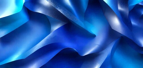 Poster - a close-up view blue fabric with a textured surface, creating a sense of depth and movement