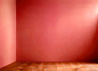 Poster - A simple, unadorned room with a pink wall and a wooden floor