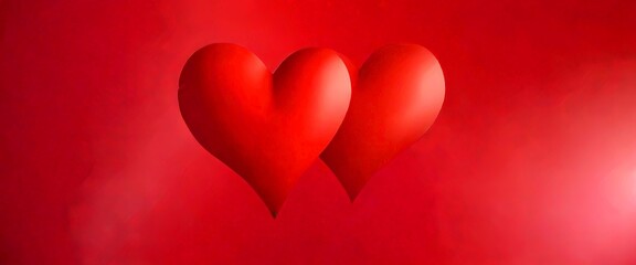 Aufkleber - Two red hearts floating against a red background