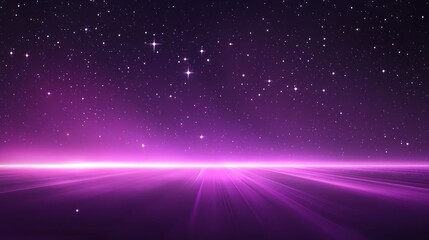 Wall Mural - abstract purple background with glowing stars and light beams.