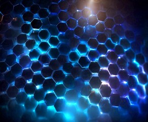 Aufkleber - a pattern of hexagonal shapes in shades of blue and black, creating a visually striking and abstract design