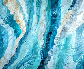 Aufkleber - an abstract painting featuring a swirling pattern of blue, white, and beige colors, creating a sense of movement and fluidity